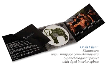 6-Panel diagonal pocket Digipak with dyed interior spines