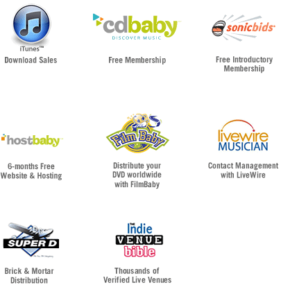 Micah's FREE Tools of Promotion - iTunes, CD Baby, Sonicbids, DigStation, Host Baby Retail display racks, Livewire Musician, Brick and Mortar Distribution, Indie Venue Bible